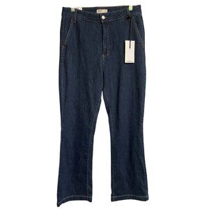 Oat New York High Rise Flare Denim Jeans Womens Size 12 Dark Wash Cotton Blend